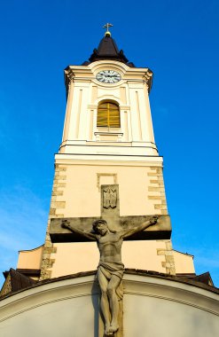 Catholic church with the crucifix clipart