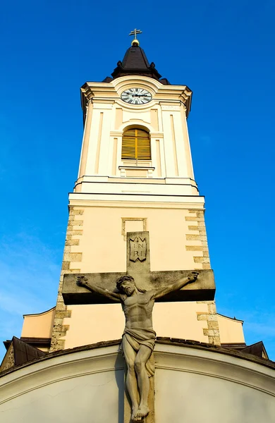 Catholic church with the crucifix Stock Photo