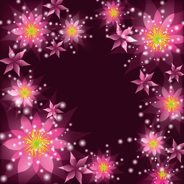 Floral bakgrund, gratulationskort med blommor — Stock vektor