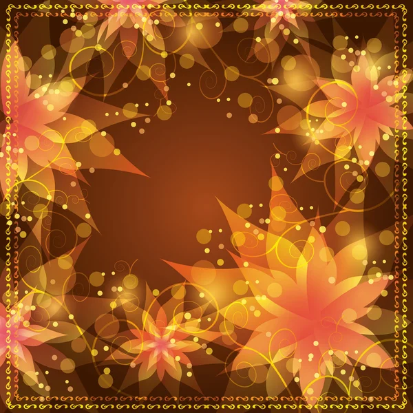 Floral background with decorative golden ornament — Stock Vector