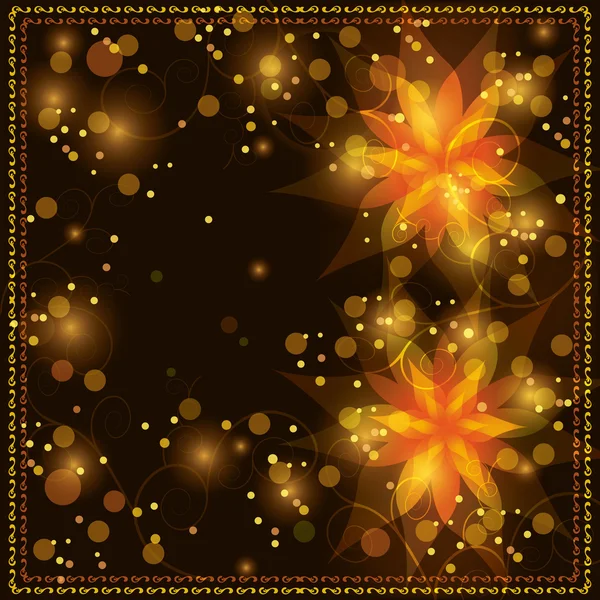 Floral background with golden ornament — Stock Vector
