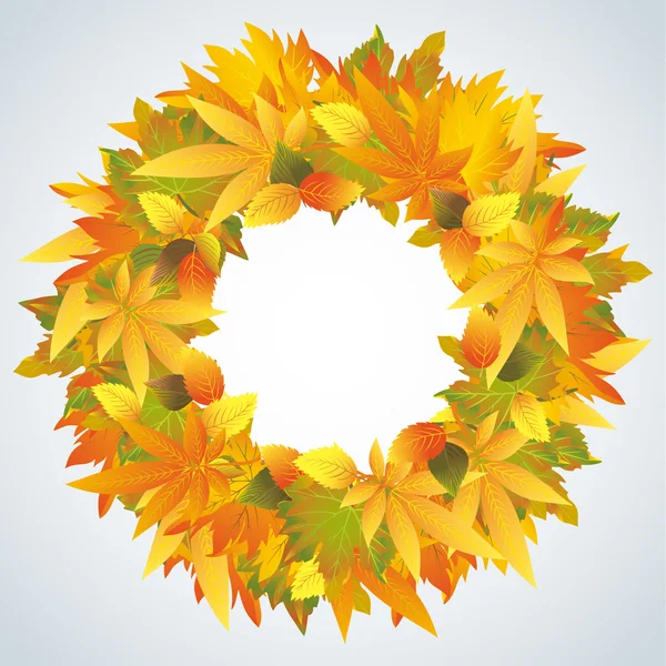 Herbstblätterkranz isoliert — Stockvektor