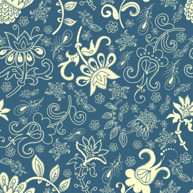 Fantasy floral seamless pattern clipart