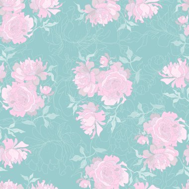 Peony seamless pattern clipart