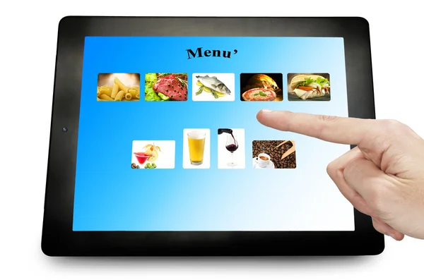 Touching on a tablet — Stock Photo, Image