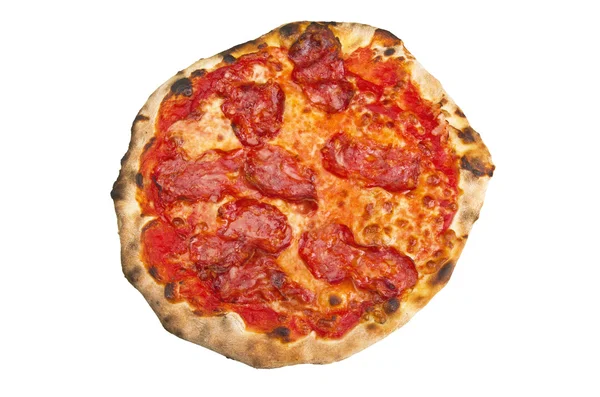Pizza med varm salami – stockfoto