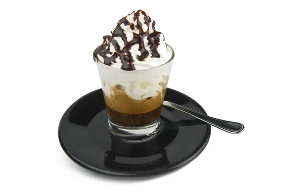 Kahve çırpılmış krema ve çikolata — Stok fotoğraf