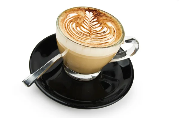 Cappuccino con crema artística decoración roseta — Foto de Stock