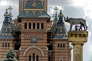 Orthodox Cathedral and wolf. Detail 2 clipart