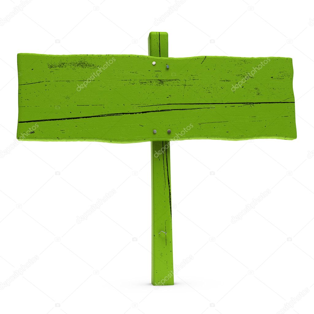 Green sign over white