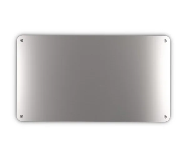 Brushed metal plaque with screws — Stock Photo, Image