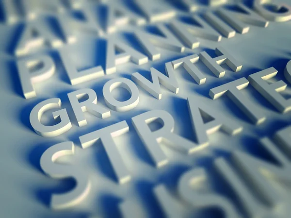 3D text tabulky obchodních a růst — Stock fotografie