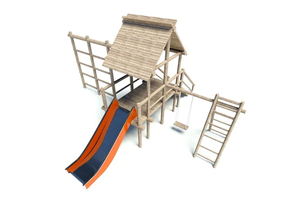 Playground without children, isolated on white — Stock Photo, Image