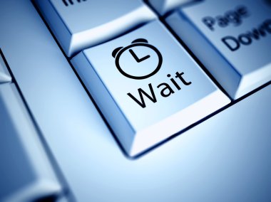 Keyboard and Wait button, work concept clipart