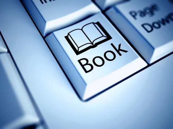 Teclado y botón de libro, concepto de Internet —  Fotos de Stock