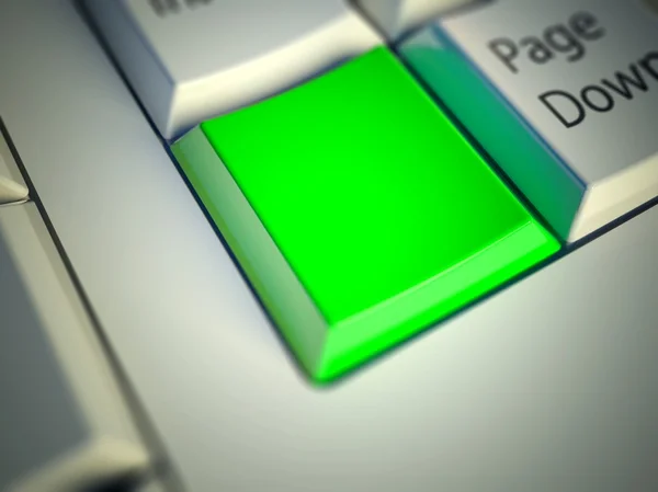 Teclado e botão verde em branco — Fotografia de Stock