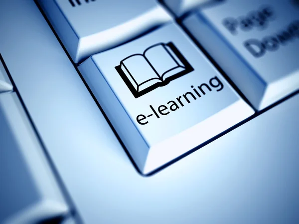 Teclado e botão de E-learning, conceito de internet — Fotografia de Stock