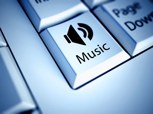 Клавиатура и музыкальная кнопка, развлекательная концепция — стоковое фото