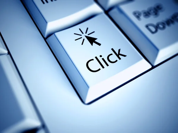 Teclado e clique botão, conceito de internet — Fotografia de Stock