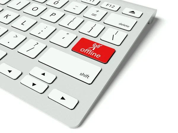 Toetsenbord en rode knop offline, internet concept — Stockfoto