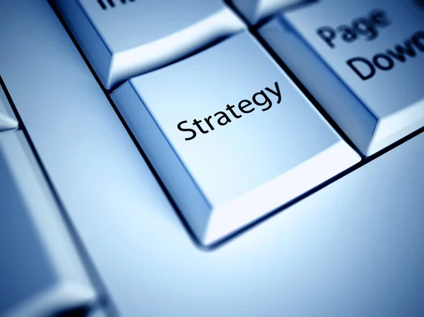 Tlačítko klávesnice a strategie, koncepce podnikatelské činnosti — Stock fotografie