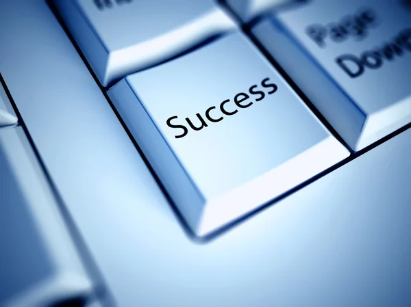 Toetsenbord en succes knop, bedrijfsconcept — Stockfoto