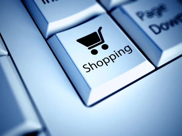 Tastiera e pulsante Shopping, concetto internet — Foto Stock