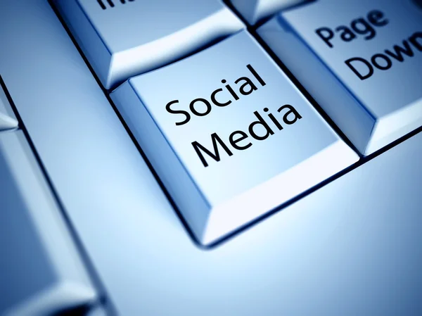 Tastiera e pulsante di social media, concetto di internet — Foto Stock