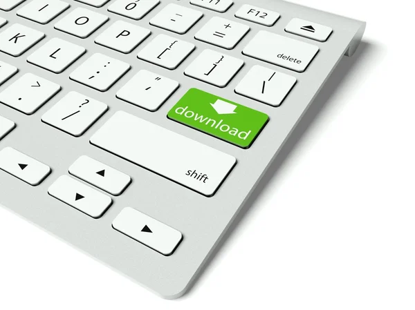 Keyboard and green Download button, internet concept — Stock Photo, Image