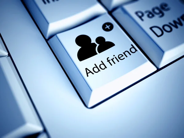 Teclado e botão Adicionar amigo, conceito de rede social — Fotografia de Stock