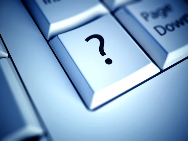 Przycisk klawiatury i znak zapytania, komputer koncepcja — Zdjęcie stockowe
