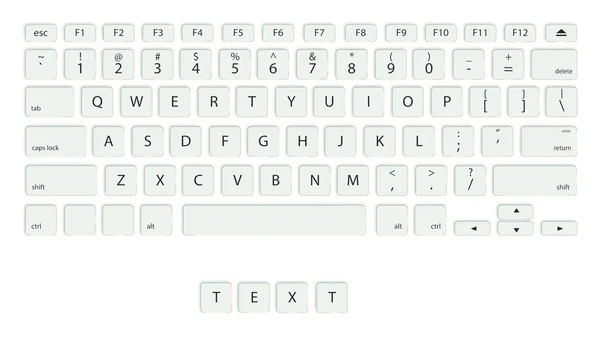 Toetsenbord met geïsoleerde tekst knoppen op wit — Stockfoto