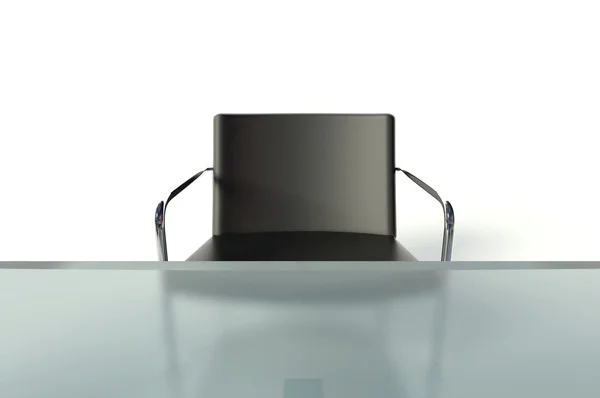 Сучасний інтер'єр зі стільцем і столом на білій стіні — стокове фото