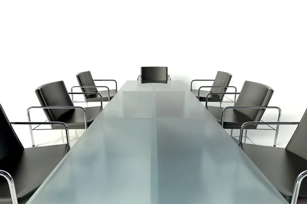 Conferentietafel en stoelen, vergaderzaal — Stockfoto