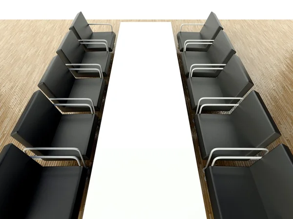 Mesa de conferência e cadeiras, sala de reuniões — Fotografia de Stock