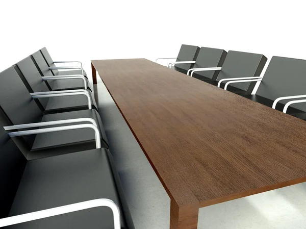 Mesa de conferência e cadeiras, sala de reuniões — Fotografia de Stock