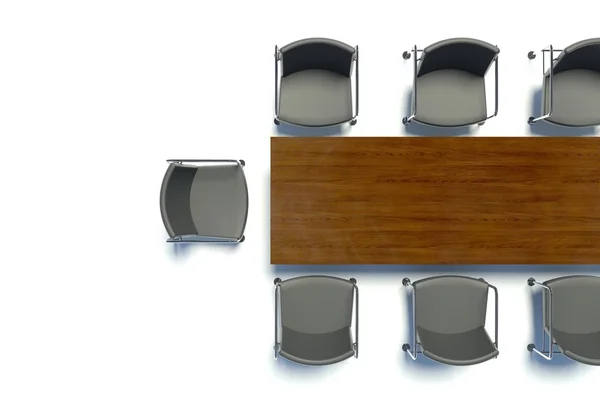 Διάσκεψη τραπέζι και καρέκλες, αίθουσα συνεδριάσεων, σε λευκό φόντο — Φωτογραφία Αρχείου