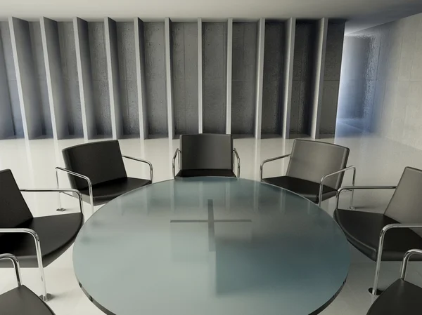 Conferentietafel en stoelen, moderne vergadering — Stockfoto