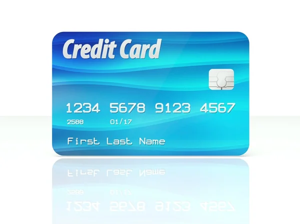 Blaue Kreditkartenvorlage auf weißem Hintergrund — Stockfoto
