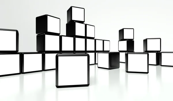 White screen video wall of many cubes — Stock Photo, Image