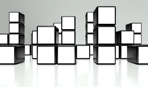 Videowall a schermo bianco di molti cubi — Foto Stock