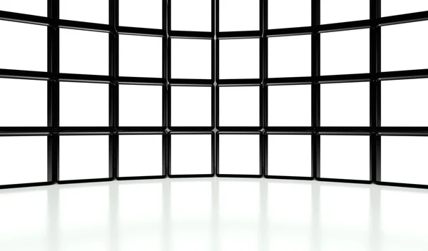 Wit scherm video muur van groot aantal kubussen — Stockfoto