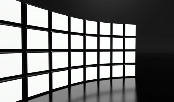 Tela branca parede de vídeo de muitos cubos — Fotografia de Stock