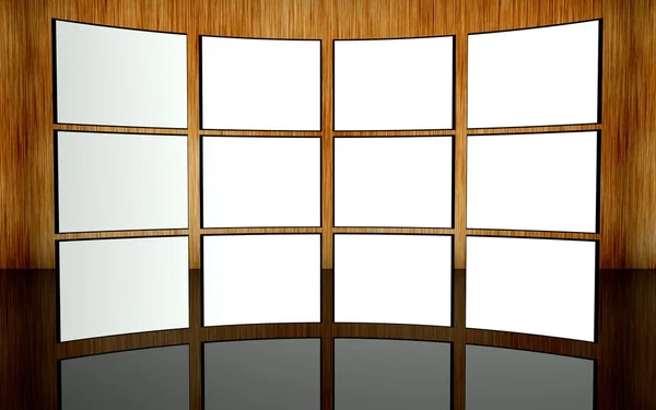 Beyaz ekran video duvar — Stok fotoğraf
