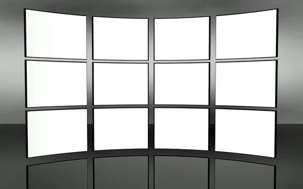 Videowand mit weißem Bildschirm — Stockfoto