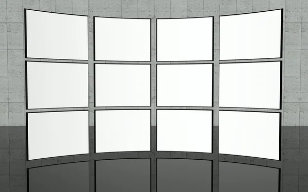 白色屏幕视频墙 — 图库照片
