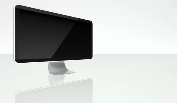 Schermo del computer desktop su sfondo bianco, spazio di testo — Foto Stock