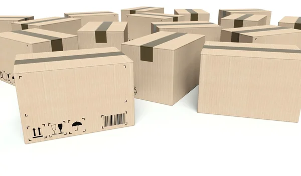 Cajas de cartón con marco de texto vacío — Foto de Stock
