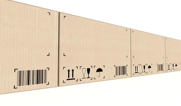 Fila de cajas de cartón fondo —  Fotos de Stock