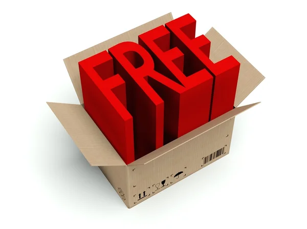 Free cardboard box isolated on white — Stock Photo, Image